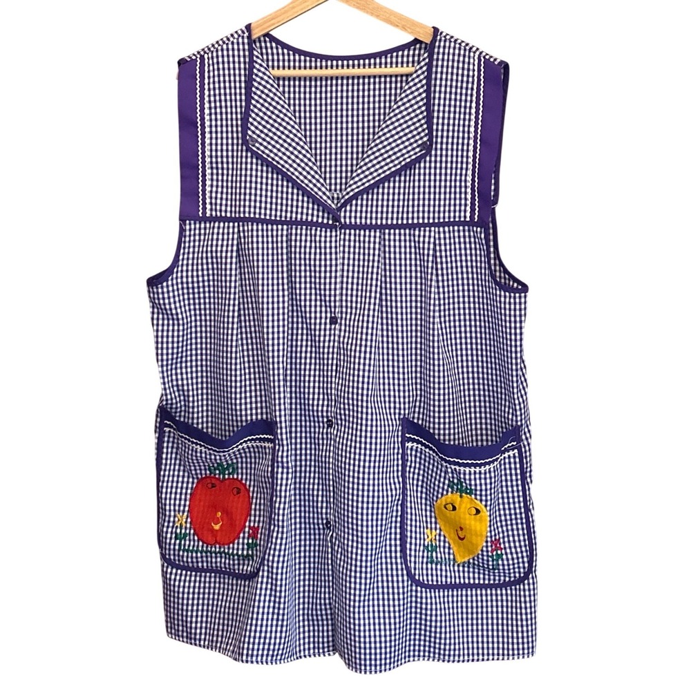 Vintage Gingham Tabard Apron Cottagecore Kitsch Farmhouse Fruitcore Whimsical
